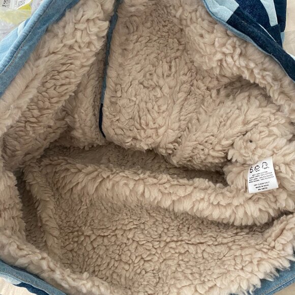 NWT Sea Newyork Diego Patchwork Denim Faux Shearling Coat Size XS - Picture 8 of 13